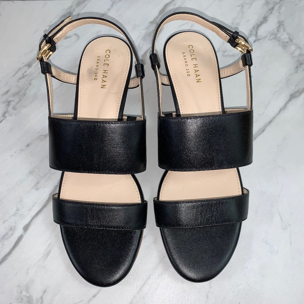 NWOT COLE HAAN  Grand 360 Black Leather Wedges - Picture 2 of 6